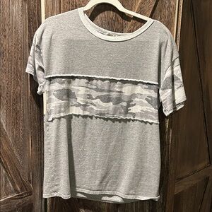 BiBi Gray Camo Accent Top Size Medium